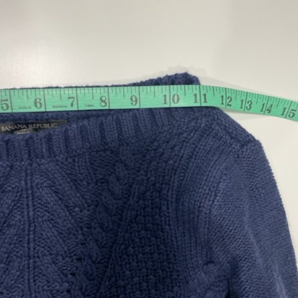 BANANA REPUBLIC Deep Navy Cable Knick Thick Sweater BNWT~ Size Large - Picture 12 of 14